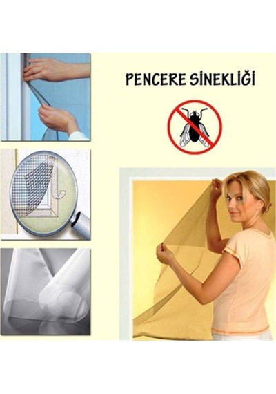 Pencere Sinekliği Sivri Sinek Önleyici File Çırtlı Bant Seti Takımı 100 Cm X 150 Cm Polyester