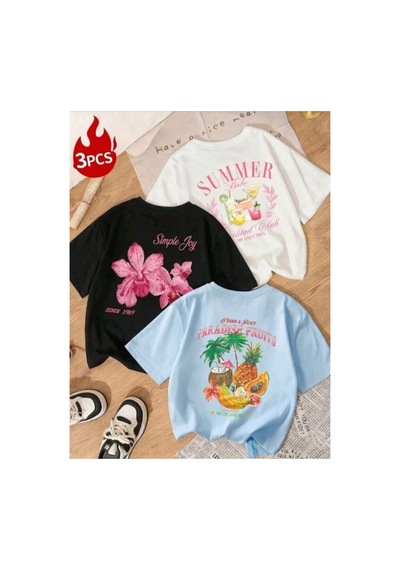 Stil-x Yeniz Sezon 3' Lü Takım Kız Çocuk Tshirt, Çok Renkli, %100 Pamuk Çok Renkli-1a Stil-x Yeniz Sezon 3' Lü Takım Kız Çocuk Tshirt, Çok Renkli, %100 Pamuk Çok Renkli-1a