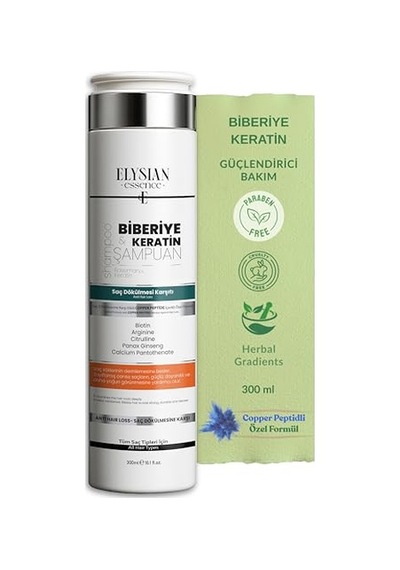 Biberiye & Keratin Şampuanı Copper Peptidli Saç Bakımı Saç Dökülmesi Karşıtı 300 Ml