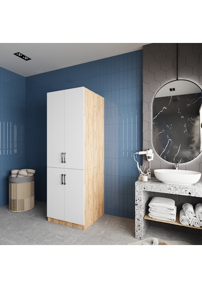Venedik Çamaşır Ve Kurutma Makinesi Dolabı Banyo Dolabı Çam Beyaz Çam - Beyaz Venedik Çamaşır Ve Kurutma Makinesi Dolabı Banyo Dolabı Çam Beyaz Çam - Beyaz