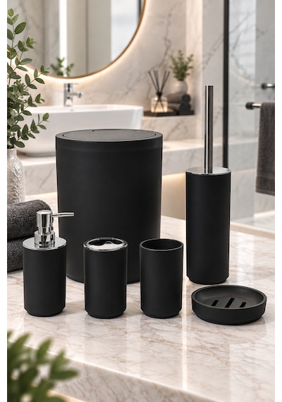 Lina 6 Parça Banyo Seti Siyah