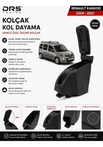 Renault Kangoo 2009 - 2021 Kolçak Kol Dayama Siyah