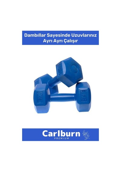 Özel Plastik Köşeli Spor Egzersiz Vücut Kas Geliştirme Fitness Ağırlık Mavi 5 Kg Dambıl Set - 2 Adet