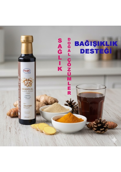 Findit Zerdecal Zencefil Kozalak Özleri, Sıvı Ekstrakt Karışımı, Doğal Bitkisel Destek 250ml