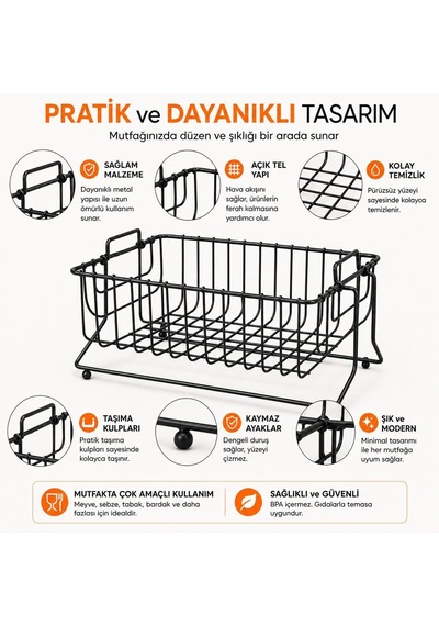 Metal Ayaklı Sepet Meyvelik Sebzelik, Siyah Tel Mutfak Organizeri, Tezgah Üstü Meyve Sebze Sepeti, Tabak Bardak Düzenleyici, Taşıma Kulplu Kaymaz Ayaklı Saklama Sepeti Çok Renkli Metal Ayaklı Sepet Meyvelik Sebzelik, Siyah Tel Mutfak Organizeri, Tezgah Üstü Meyve Sebze Sepeti, Tabak Bardak Düzenleyici, Taşıma Kulplu Kaymaz Ayaklı Saklama Sepeti Çok Renkli