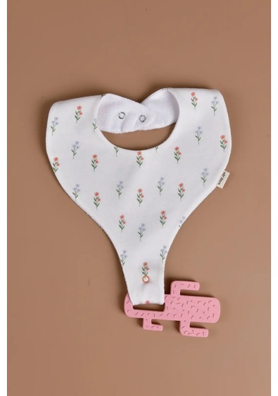 E&f Store Sıvı Geçirmez Emzik Tutucu Mama Önlüğü - Çiçekler Çok Renkli