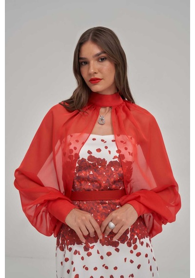 Crystalia Straplez Desenli Kumaş Midi Elbise Çok Renkli