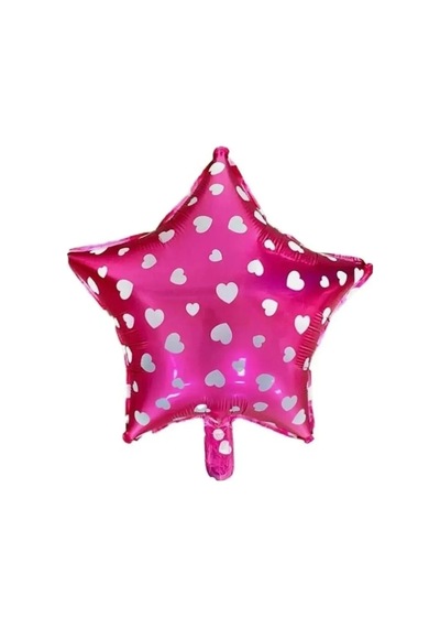 Pembe Puantiyeli Yıldız Folyo Balon - 18 Inç 45 Cm