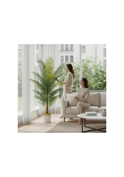 180 Cm Yapay Areka Beyaz Gold 30x30 Dekoratif Ağaç