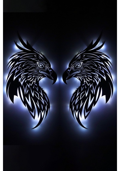 Led Işıklı Ikili Portre Kartal Figürlü Tablo Duvar Dekorlu Gece Lambası Beyaz - 737249157 Beyaz