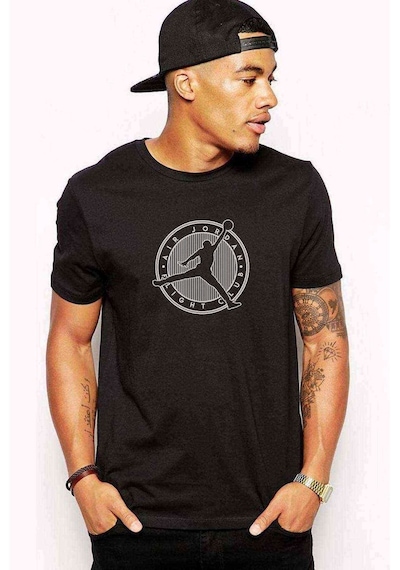 Basketbol Club Baskılı Siyah Erkek Tshirt
