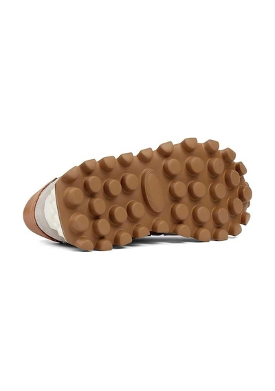 Erkek Bej Taba Bağcıklı Kalın Tabanlı Süet Deri Sneaker