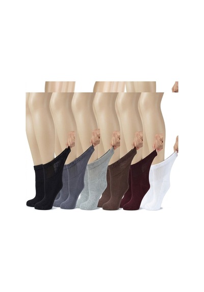 Ozzy Socks Kadın 6 Çift Bambu Lastiksiz Sıkmayan Diabetik Koyu Renkler Bilek Çorap Siyah, Beyaz, Antrasit, Gri, Bordo, Kahve