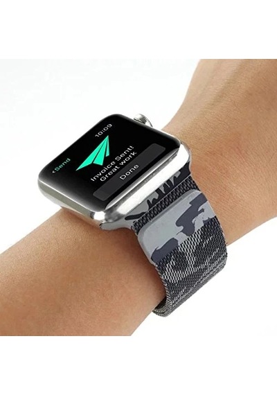 Ally Apple Watch Uyumlu 7-8 45mm 6-5-4 44mm Kayış Kordon Metal Milano Loop Kamuflaj 3-2-1 42mm- 5775
