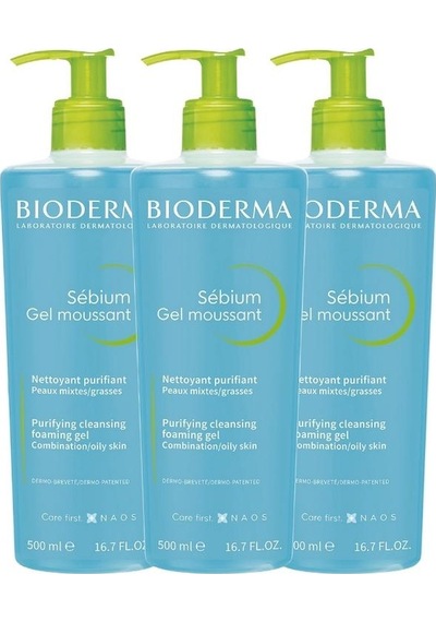 Bioderma Sebium Karma ve Yağlı Ciltler İçin Yüz Yıkama Yıkama Jeli 3 x 500 ML