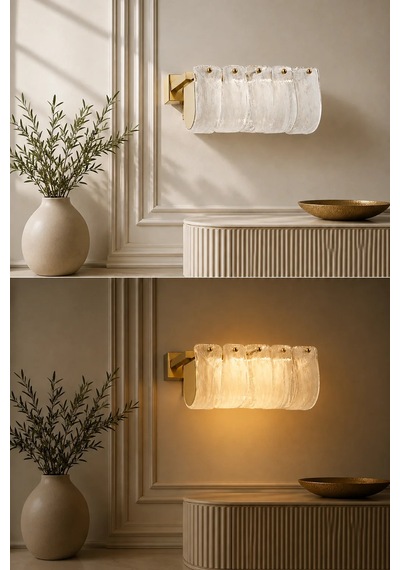 Premıum Eskitme Gold Cam Taşlı Led Aplik 3 Renk Dekoratif Duvar Aydınlatması 8w
