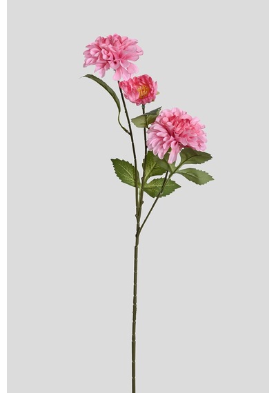 Pembe Yapay Dahlia Yıldız Çiçeği 3 Dallı Lüx İpeksi Dokulu 75 Cm