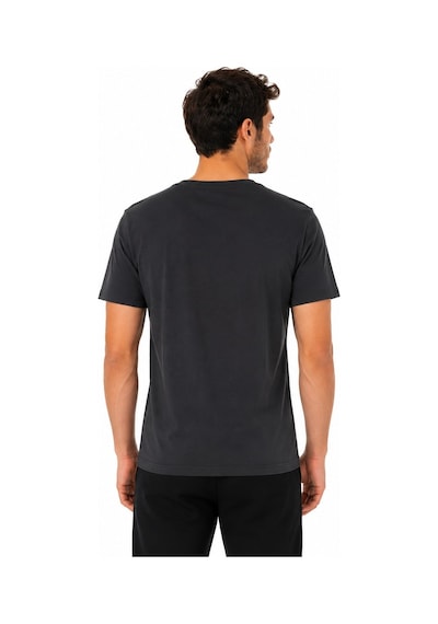 Tommy Life Erkek Siyah Bisiklet Yaka Tshirt