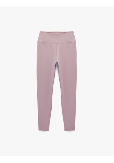 Koton Yüksek Bel Slim Fit İnterlok Spor Tayt Lila 6sak40423nk
