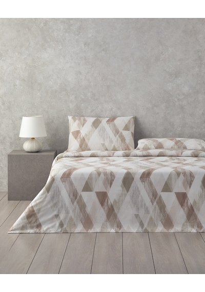 Modern Argyle Pamuklu Ranforce Tek Kişilik Nevresim Takımı 160x220 Cm Bej Bej