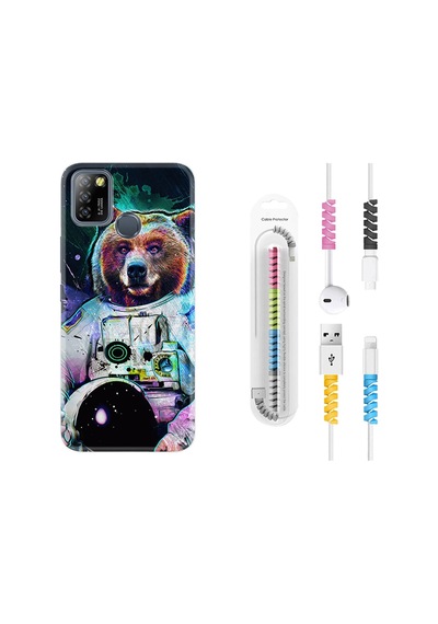 Infinix Smart 5 Kılıf Kablo Koruyuculu Astronot Panda 1755