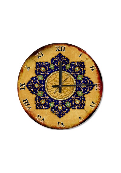 Çini Sanatı Çiçek Motifi Tasarım Duvar Saati (407686211) Çok Renkli