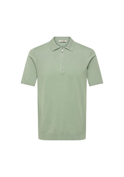 Only & Sons Erkek Yarım Fermuarlı Yeşil T-shirt - 22028606