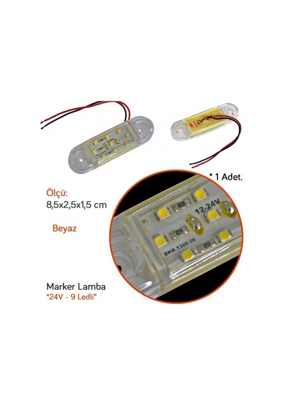 Tas 24v Side Marker Lamba 9 Ledli Beyaz 8,5x2,5 Cm Tas.018b-24 2 Li