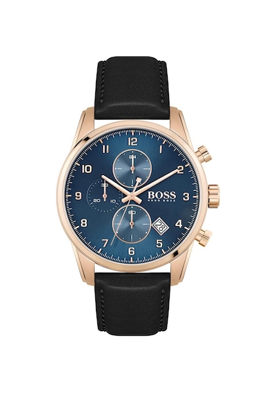 Hugo Boss HB1513783 Deri Siyah Lacivert Kadran 44 mm Erkek Kol Saati