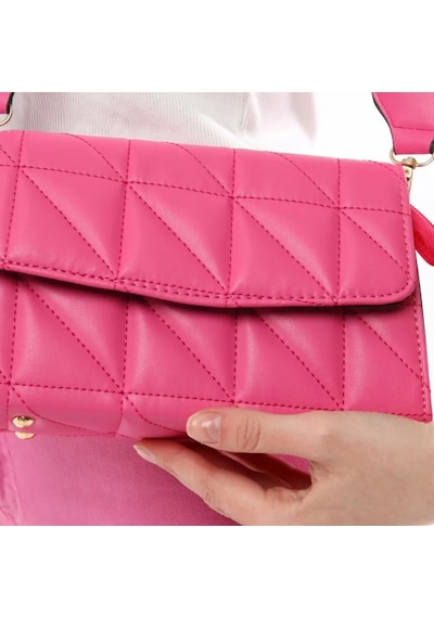 Kapitone Deri Tek Göz Askılı El Omuz Kadın Çantası Pembe Al3847 Pembe