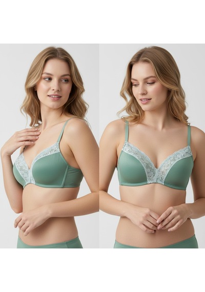 Bonbon Kadın Balensiz Yeşil Renk Rib Soft Bra Sütyen Bb2449