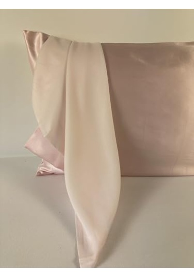 Çift Taraflı 19 Momme İpek/doğal Tencel Yastık Kılıfı Pembe İpek/beyaz Tencel Genel