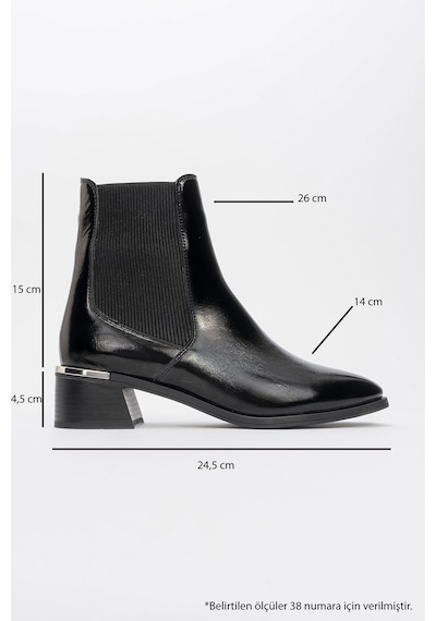 Luvishoes Luvi Shoes Neiva Siyah Rugan Hakiki Deri Kadın Chelsea Bot Siyah Rugan
