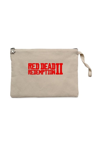 Red Dead Redemption 2 Red Text Krem Clutch Cüzdan / El Çantası Krem