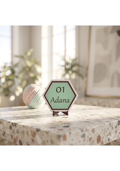01 Adana Yazılı Minimalist Dekoratif Parça, Adana Severlere Anlamlı Ve Şık Bir Hediye Seçeneği 10x10 Cm, Açık Yeşil