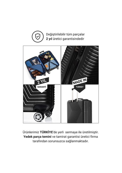 G&d Polo Suitcase Abs Kabin Ve Büyük Boy Siyah 2'li Valiz Seti 600.01-set-bk Siyah