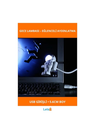 Astronot Usb Gece Lambası Sevimli Aydınlatma Çok Renkli
