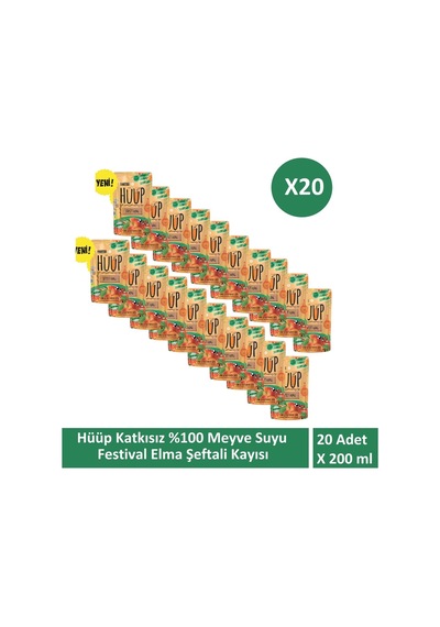 Hüüp Katkısız Karışık Meyve Suyu Elma Şeftali Kayısı X 20 Adet