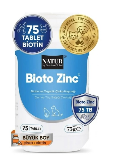 Natur Bioto Zinc 75 Tb Kedi & Köpek İçin Tüy Dökülmesi, Kaşınma, Mantar & Deri Sağlığı B-kompleks