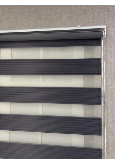 Donatti Zebra Stor Geniş Plise Güneşlik Perde Antrasit Gri Antrasit Gri
