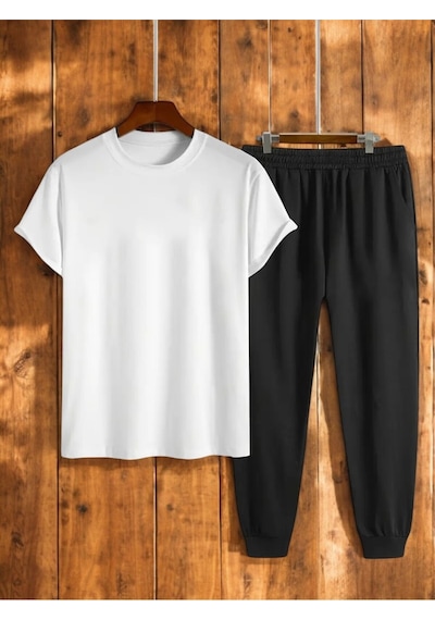 Uyguntarz Unisex Outer Banks Tasarım Basklı Tshirt Eşofman Takımı Beyaz