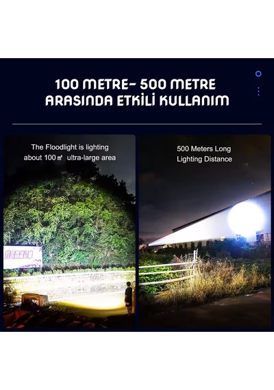 Wison 20w Fosforlu Şarjlı Metal El Feneri Ws-9944 Çok Renkli