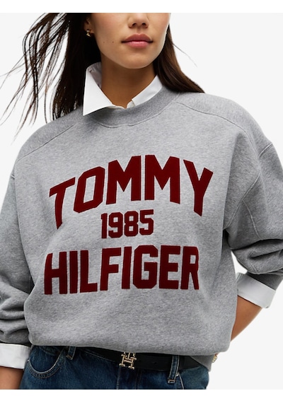 Tommy Hilfiger Varsıty Flock Rlxd Swt Kadın Gri Sweatshirt - Ww0ww51651
