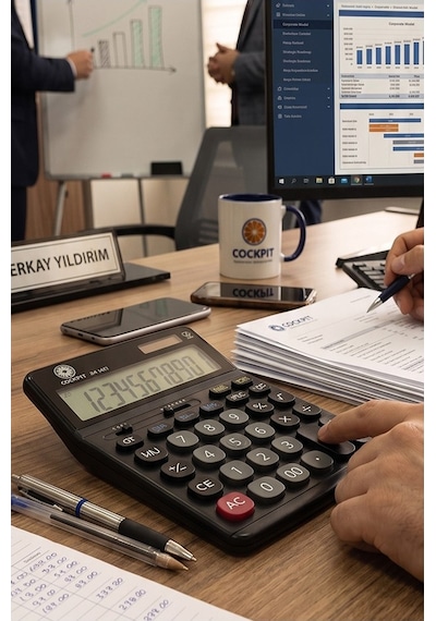 Hesap Makinesi Siyah 14x19 Cm 1 Adet Cockpıt Ck-662 12 Haneli Büyük Boy Hafızalı Büro Masaüstü Hesap Makinası