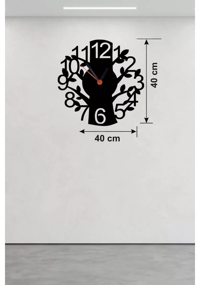 Modern Hayat Ağacı Tasarım Ahşap Duvar Saati - 40x40 Cm Dekoratif Çok Renkli
