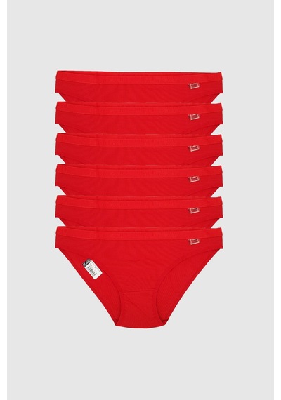 Tutku 12 'li Tutku Yazılı Bayan Bikini Külot Kırmızı 001