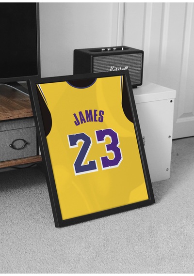 Lebron James La Lakers 23 Forma Tasarımlı Tablo Poster Siyah Çerçeveli