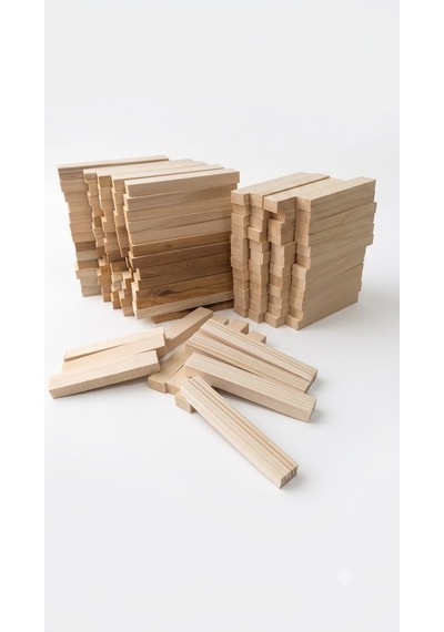 Minyatür Ahşap Yapı Blokları 1x2x10 Cm 50 Adet