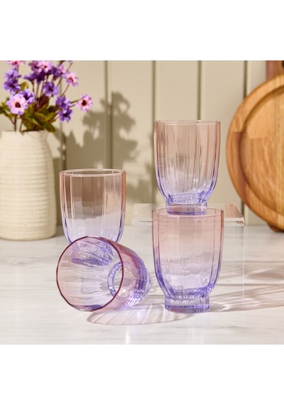 Raklee Elite 4'lü Meşrubat Bardağı - Mor - 320 Ml Renkli