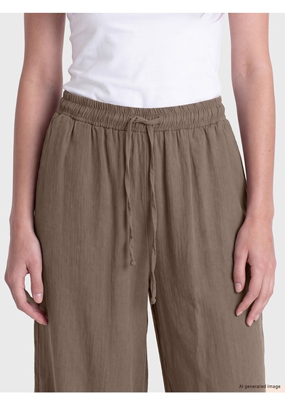 Lcw Modest Haki Beli Lastikli Kadın Geniş Paça Pantolon